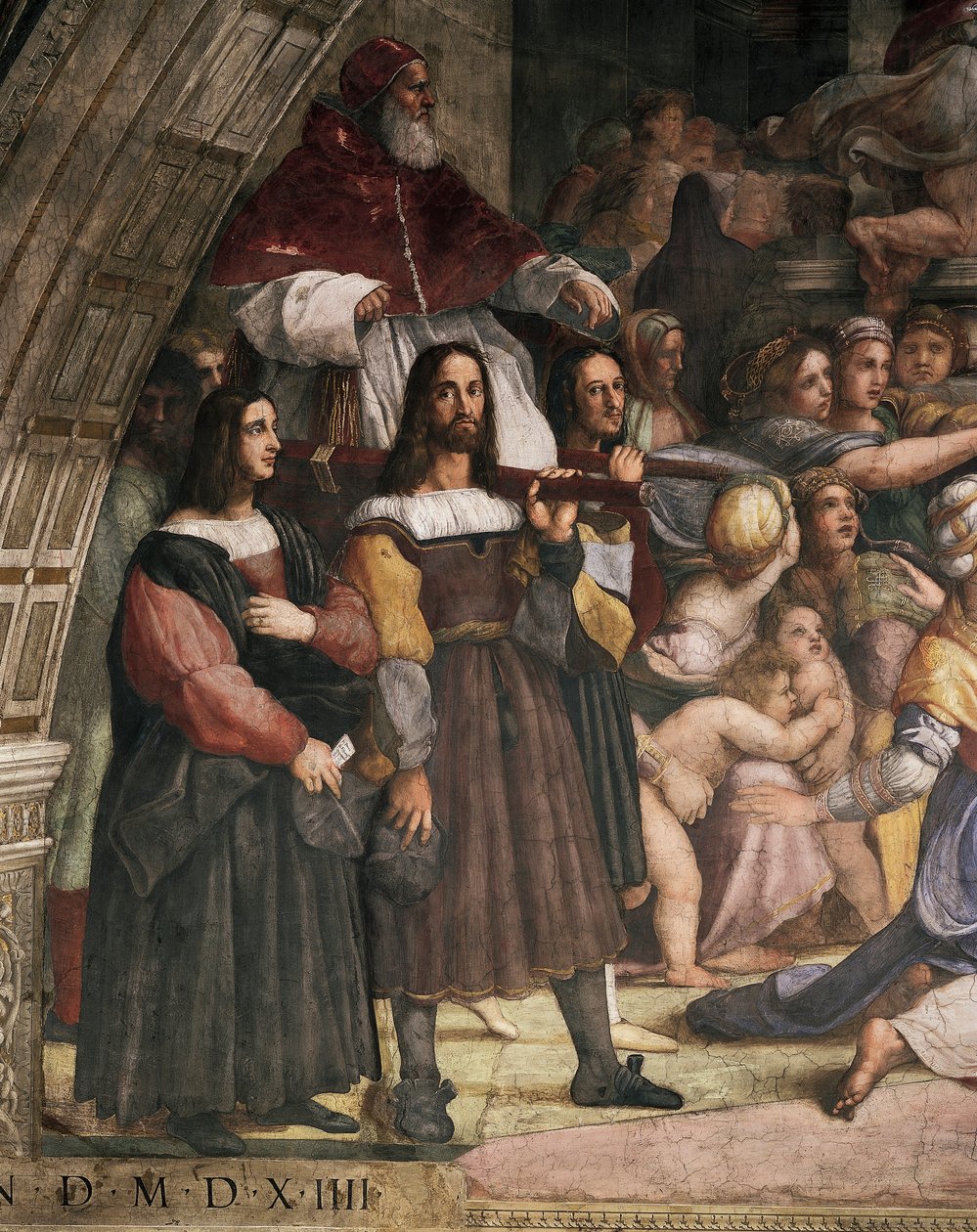 Niosący krzesła niosący papieża Juliusza II, fragment wypędzenia Heliodora ze świątyni autorstwa Raphael (1483 1520)
