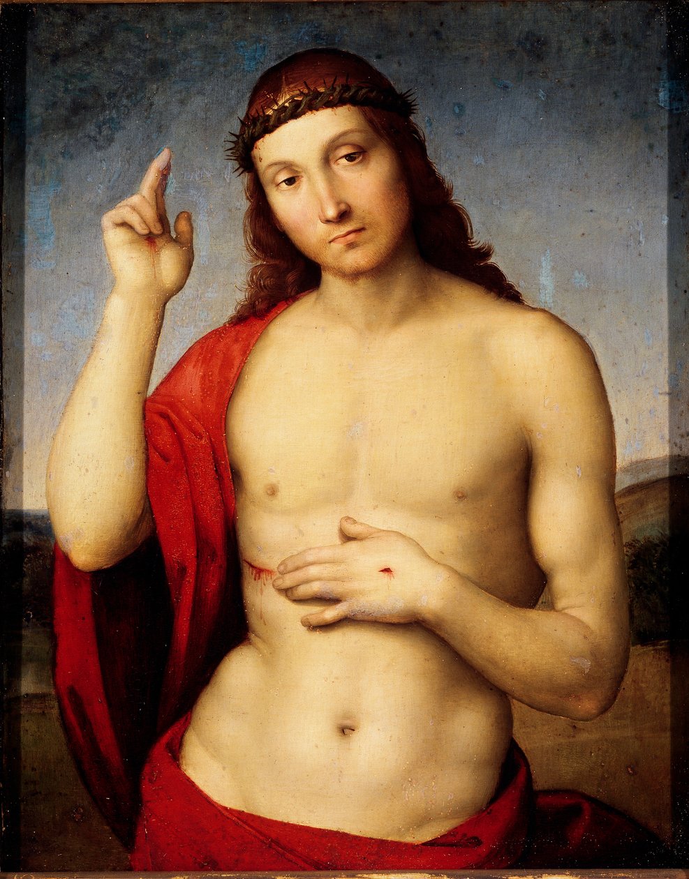 Christ Benching Obraz Raffaello Sanzio dit Raphael (1483-1520) 1506 niedz. 30x25 cm Brescia, Pinacoteca Tosio Martinengo autorstwa Raphael