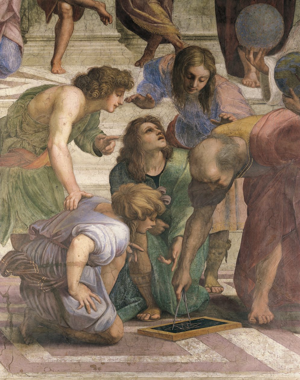 Euklides rysujący postać heksagramu za pomocą kompasu, fragment Szkoły Ateńskiej autorstwa Raphael (1483 1520)