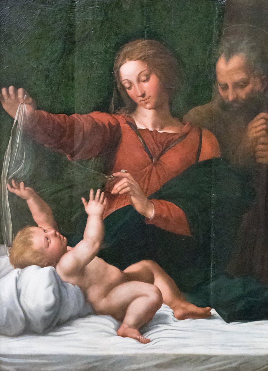 Święta Rodzina, znana również jako Madonna z ludu, Madonna z Loreto lub Madonna z welonem autorstwa Raphael (1483 1520)