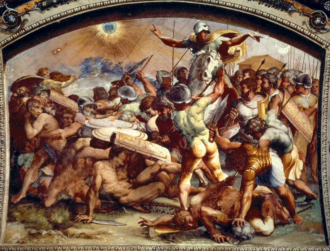 Joshua zaciemniający słońce, fresk w Loggii, Watykan, ok. 1930 r. 1518-1519 (fresk) autorstwa Raphael