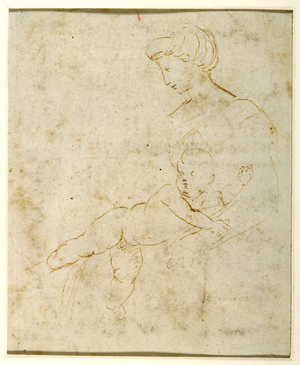 Madonna z Dzieciątkiem wg Michała Anioła (pióro i atrament na papierze) autorstwa Raphael