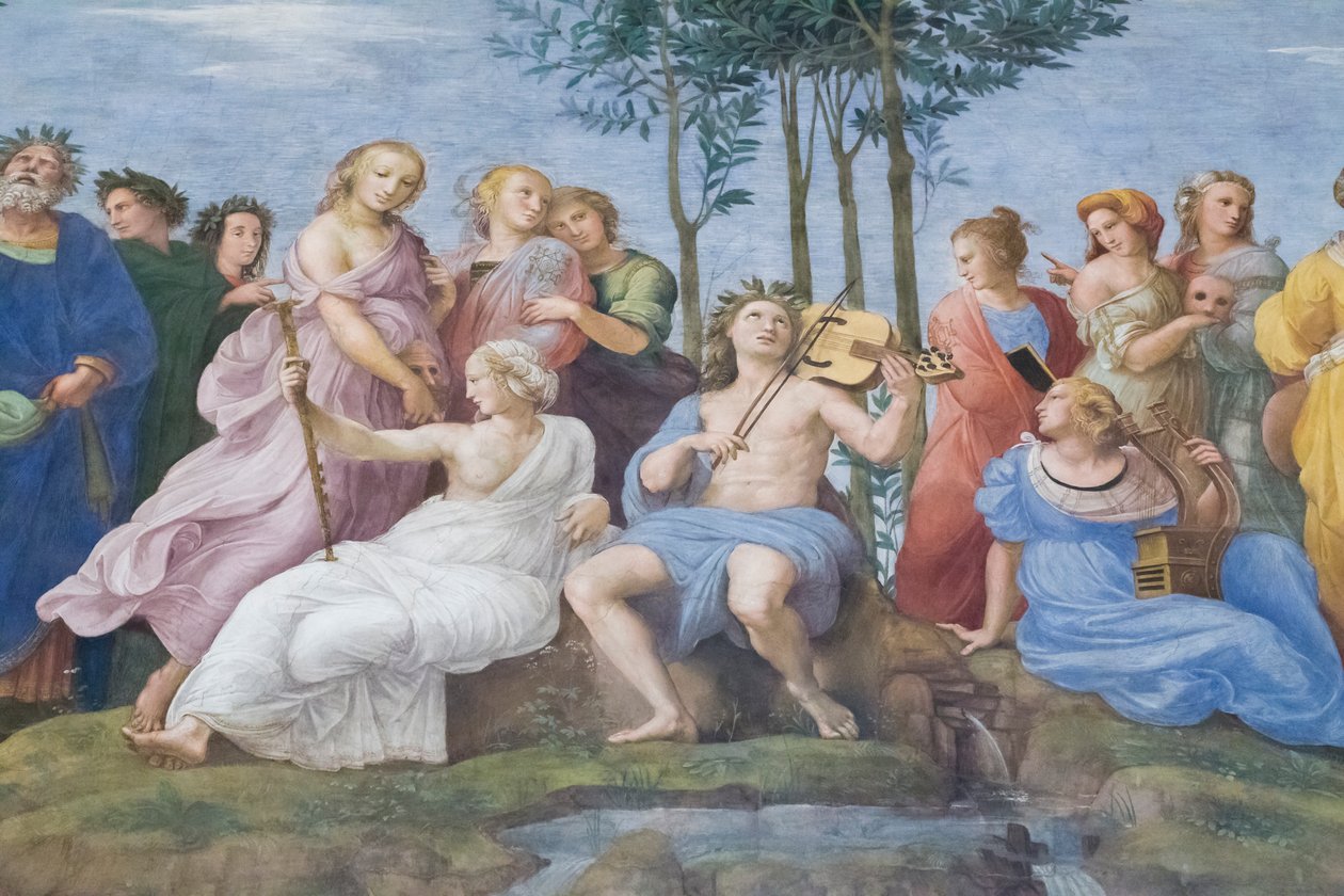 Parnas, ze Stanza della Segnatura autorstwa Raphael (1483 1520)