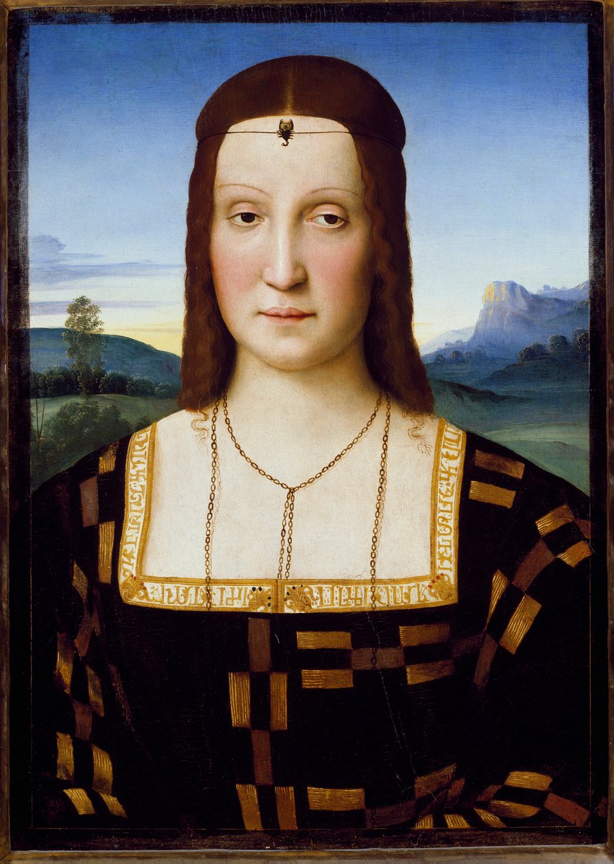 Portret Elisabetty Gonzagi, ok. 1504-1505 (olej na drewnie) autorstwa Raphael
