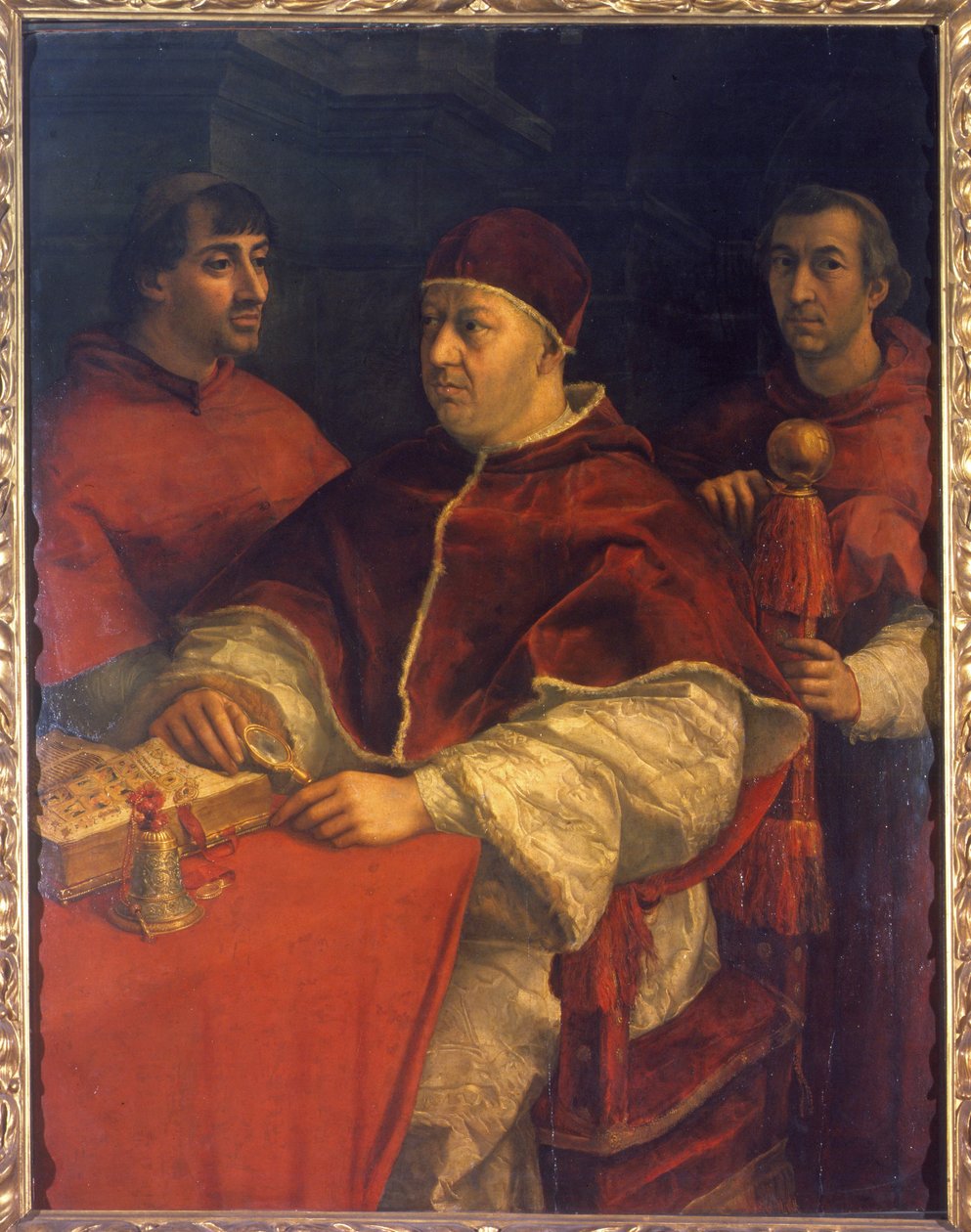 Portret papieża Leona X (1475-1521), syna Laurenta de Medici (1449 - 1492) (Laurent Wspaniały: Lorenzo the Magnificent) w otoczeniu kardynałów Luigiego de 