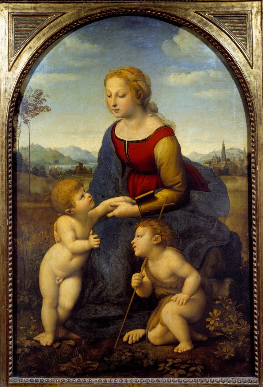 Dziewica ma dziecko z małym świętym Janem lub pięknym ogrodnikiem Obraz Raffaello Sanzio dit Raphael (1483-1520) 1507 nd. 1,22x0,8 m² autorstwa Raphael