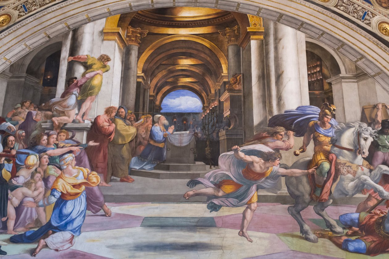 Wypędzenie Heliodora ze świątyni, pokój Heliodora autorstwa Raphael (1483 1520)