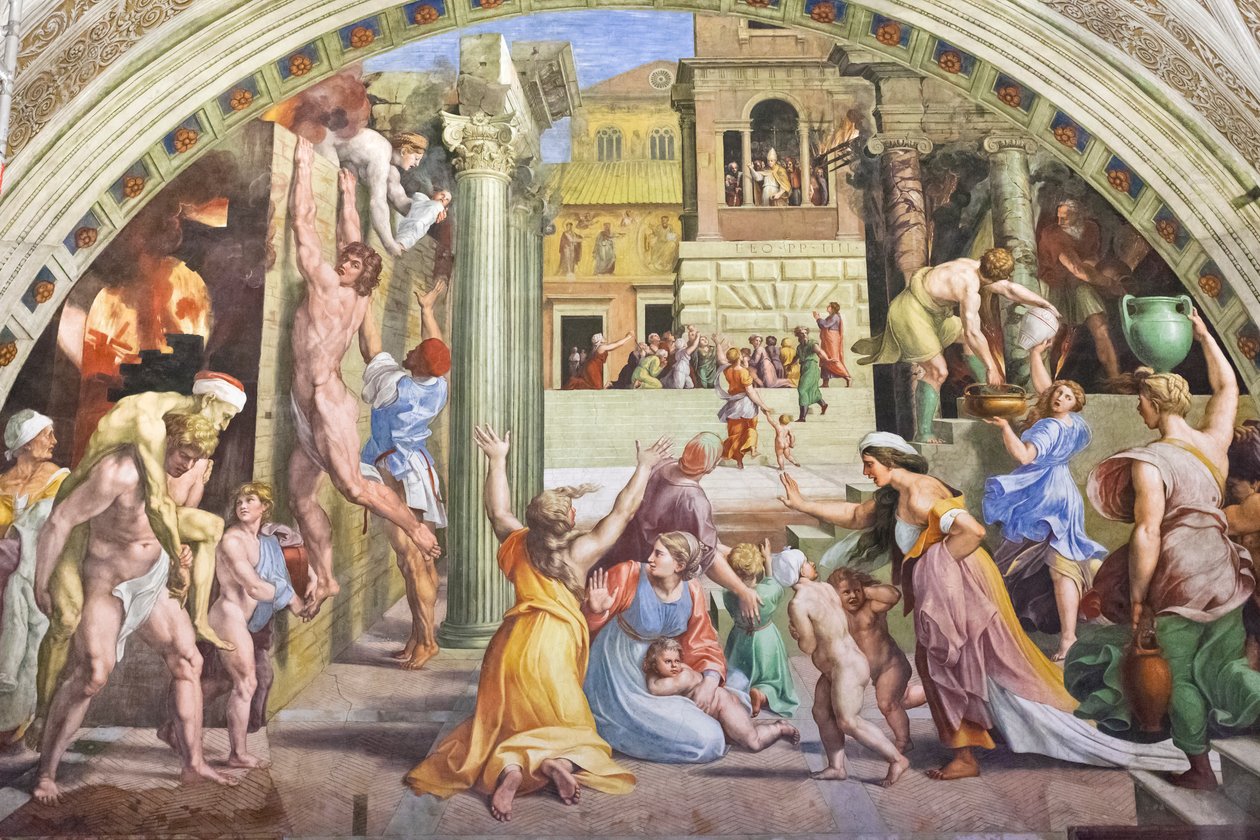 Ogień w borgo, ok. 1501-1520 (fresk) autorstwa Raphael (1483 1520)