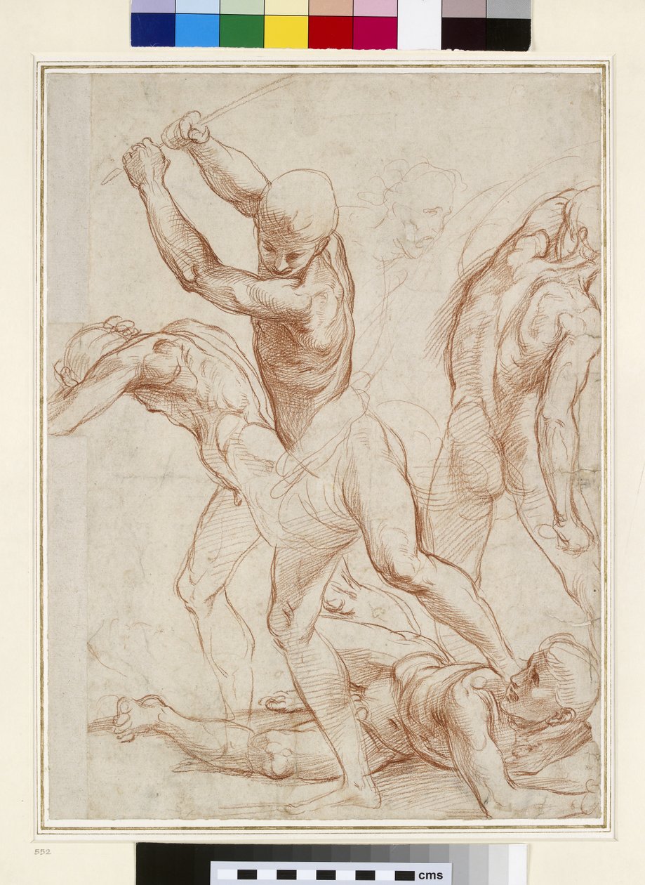 Walka nagich mężczyzn (czerwona kreda na papierze) autorstwa Raffaello Sanzio Raphael