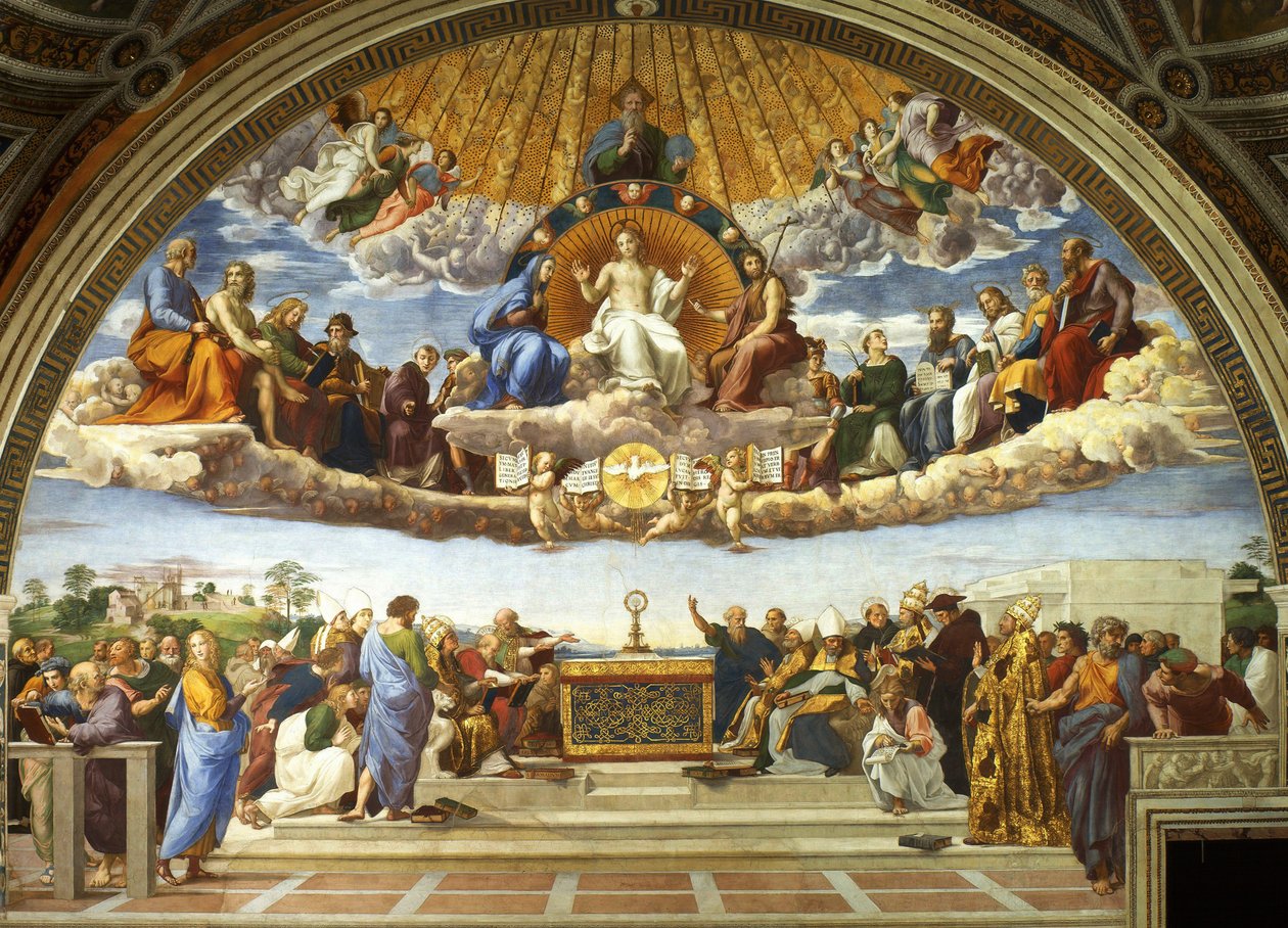 Spór o Najświętszy Sakrament Spór o Sakrament, 1509-1510. autorstwa Raffaello Sanzio Raphael