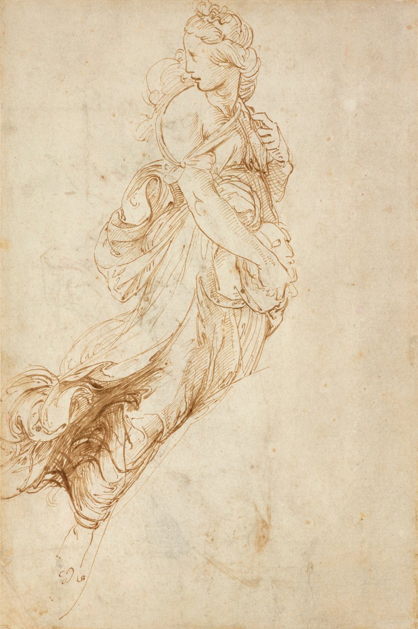 Recto: Studium postaci Melpomeny, ok. 1500-1520 autorstwa Raphael