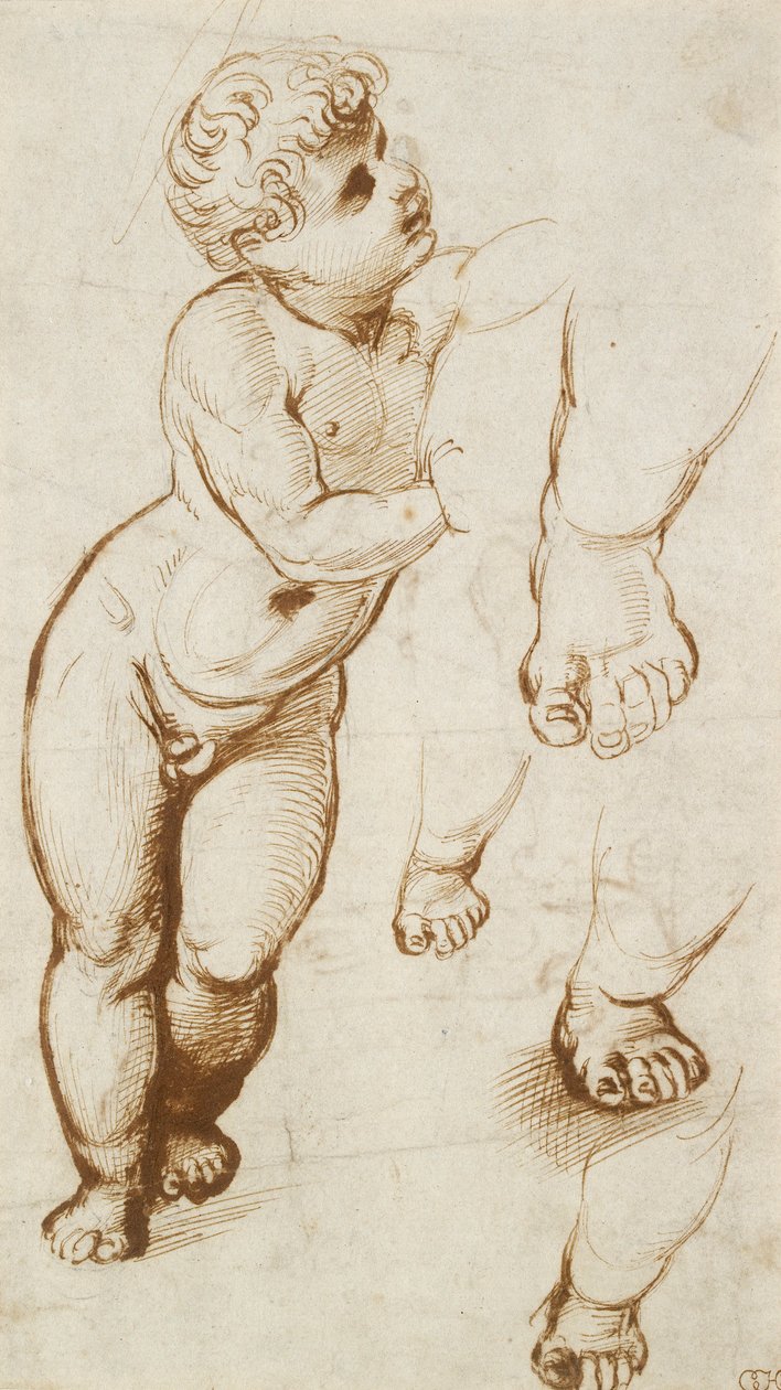 Recto: Dzieciątko Chrystus i inne studia, 1500-1520 autorstwa Raphael