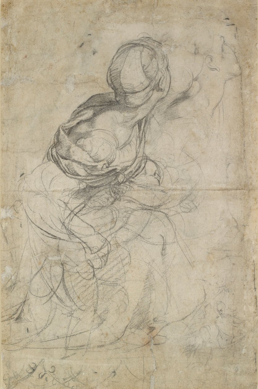 Studia dla dwóch klęczących kobiet, ok. 1500-1520 autorstwa Raphael