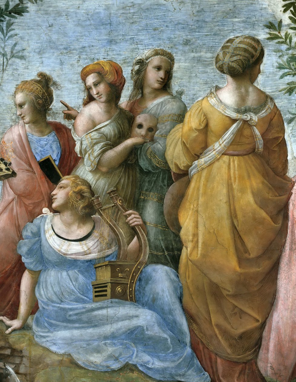 Parnas. Szczegół. Fresk w Stanza della Segnatura, ok. 1510-1511. autorstwa Raphael