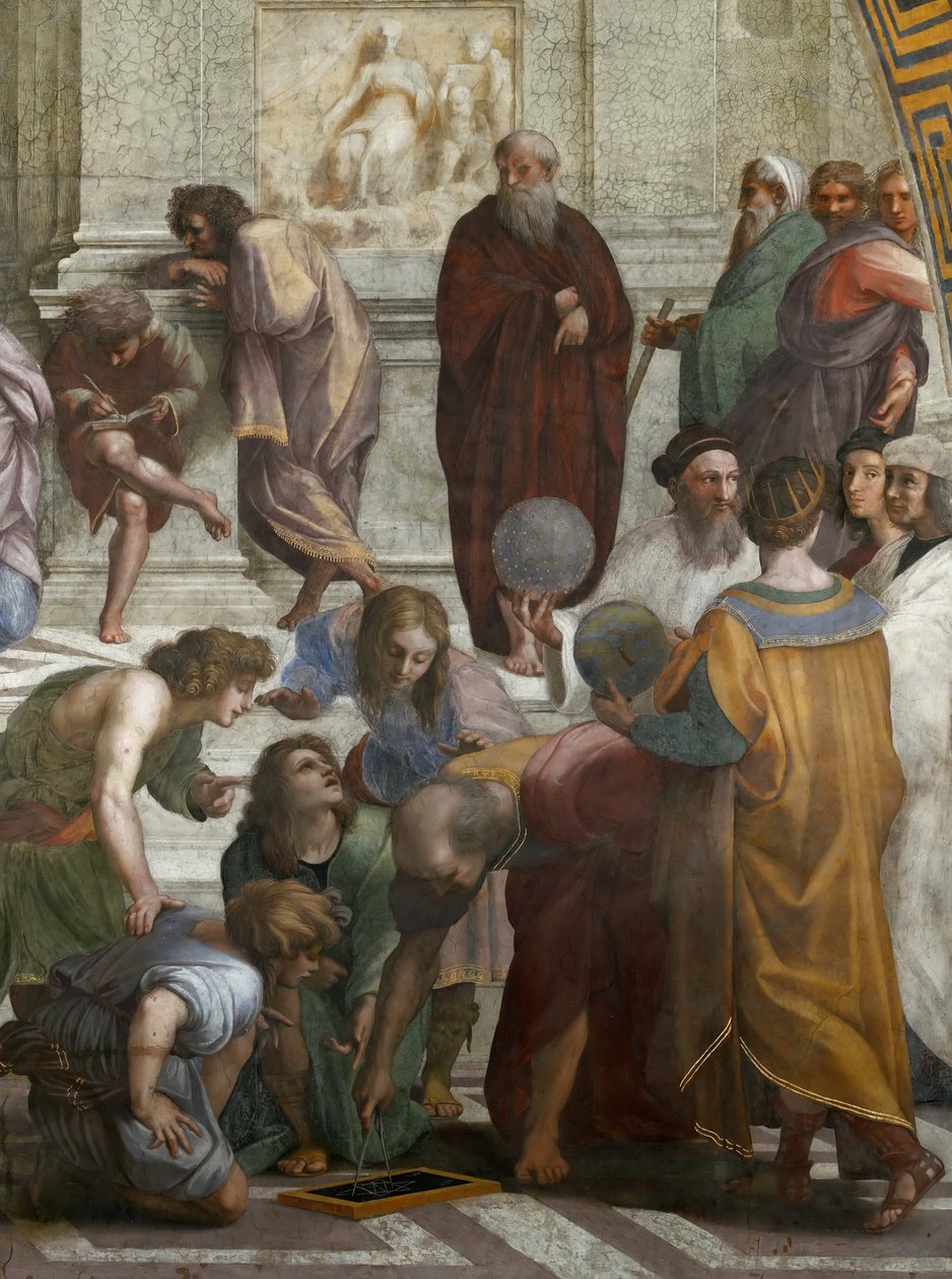 Szkoła Ateńska. Szczegół. Fresk w Stanza della Segnatura, ok. 1510-1511. autorstwa Raphael