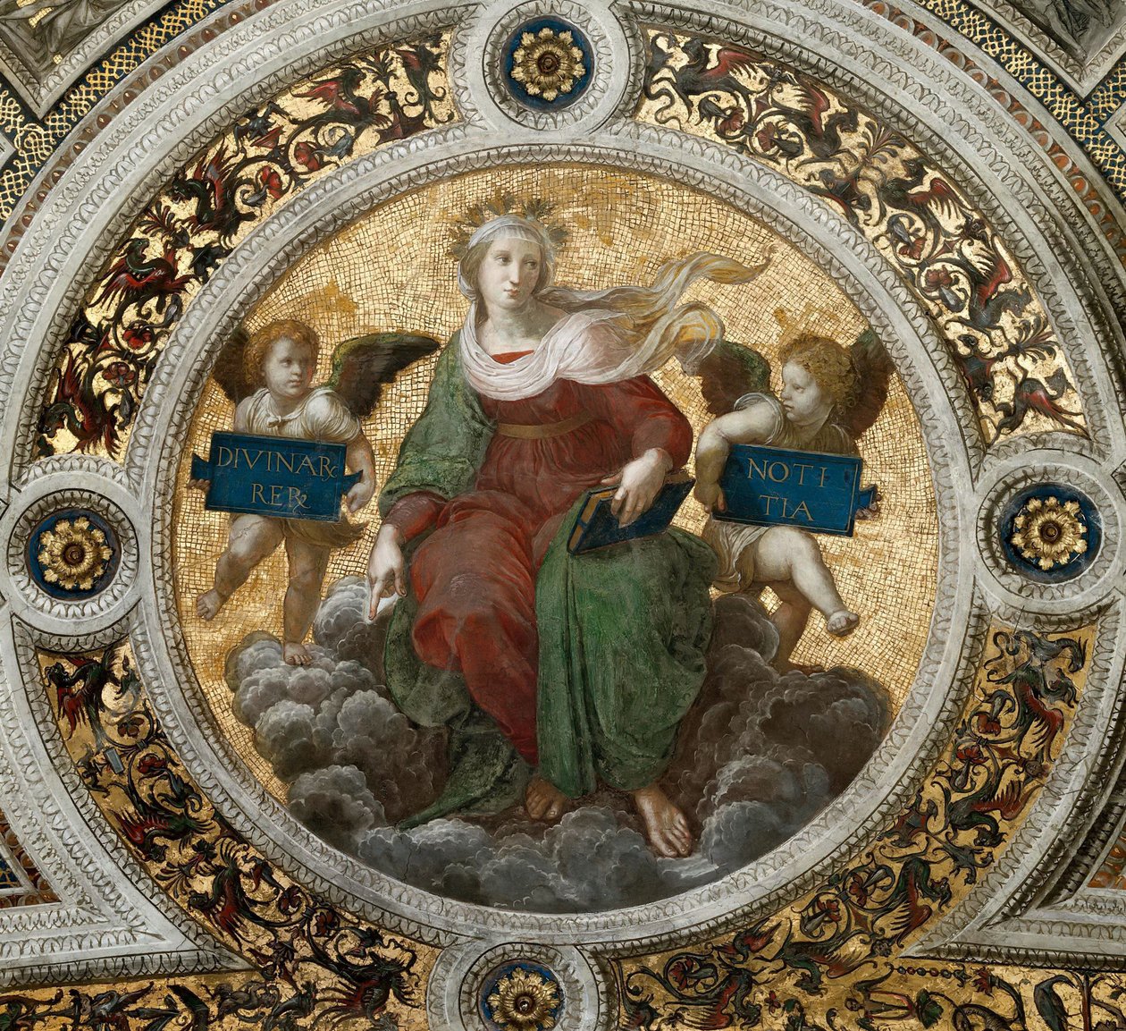 Teologia. Fresk na suficie w Stanza della Segnatura, ok. 1510-1511. autorstwa Raphael