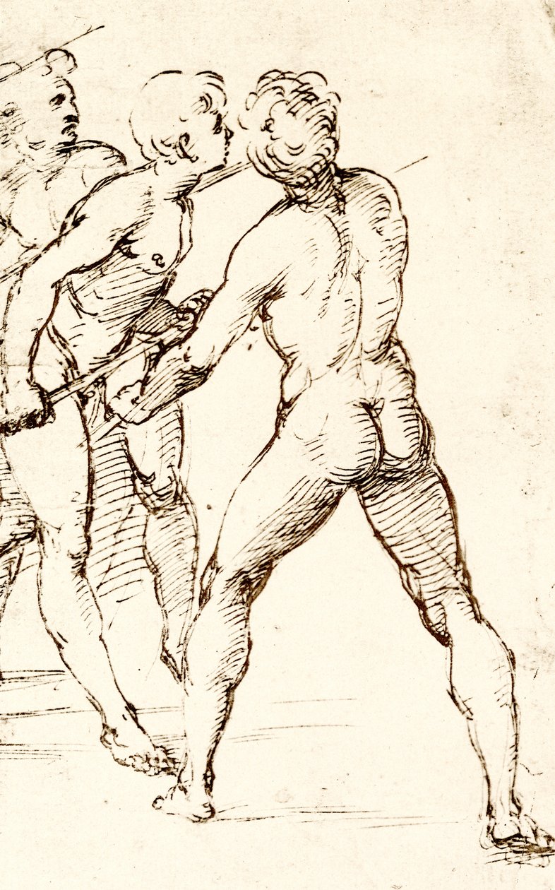Trzech wojowników, spodziewających się ataku autorstwa Raffaello Sanzio Raphael