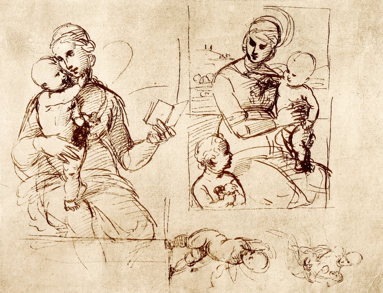 Dwa studia Madonny autorstwa Raffaello Sanzio Raphael