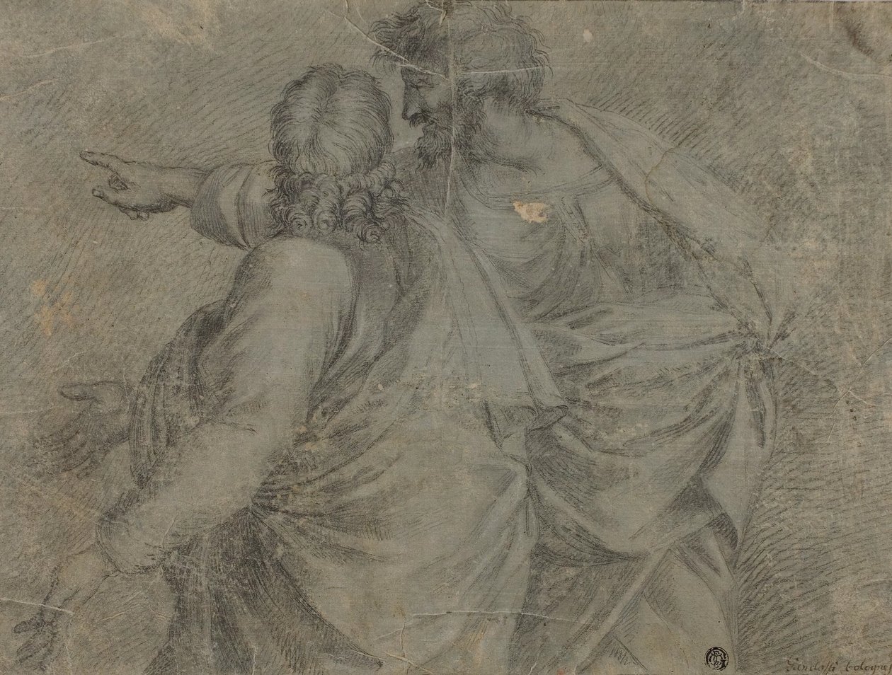 Dwóch mężczyzn rozmawiających i gestykulujących autorstwa Raphael