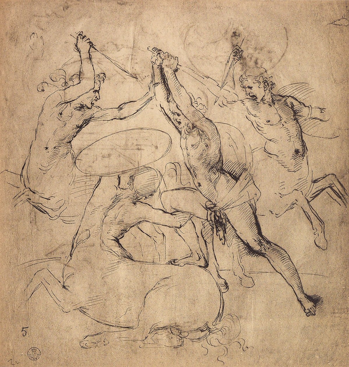 Hercules zabija centaura; rysunek Rafaela. Gabinet Rysunków i Grafiki, Galeria Uffizi, Florencja autorstwa Raffaello Sanzio Raphael