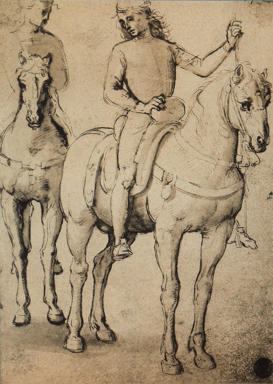 Mężczyźni na koniach; rysunek Rafaela. Gallerie dellAccademia, Wenecja autorstwa Raffaello Sanzio Raphael