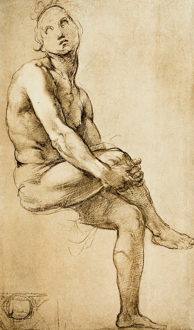 Studium postaci ludzkiej, rysunek Rafaela, Gabinet Rysunków i Druków, Galeria Uffizi, Florencja autorstwa Raffaello Sanzio Raphael