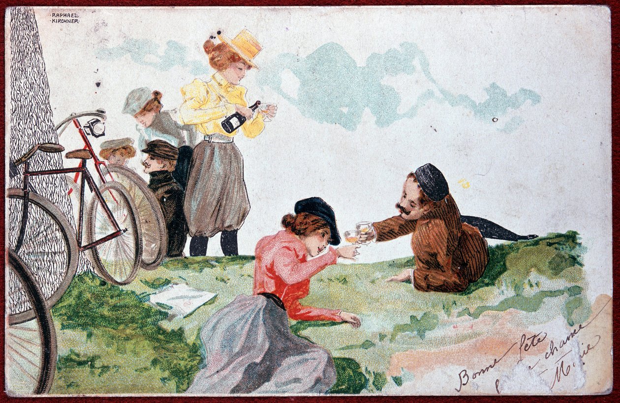 Country Party: Piknik i Kolarstwo - ilustracja R. Kirchner, v.1900 autorstwa Raphael Kirchner