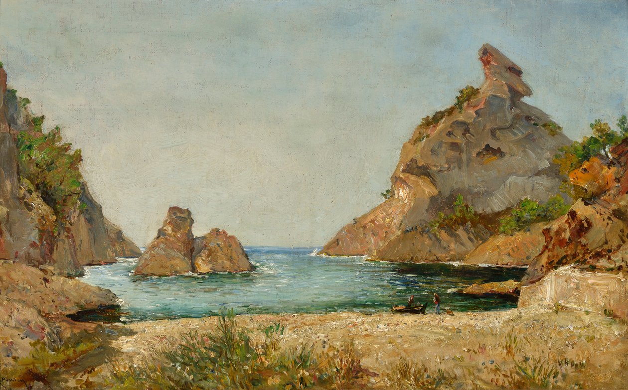 Widok na zatokę Figuerolles, La Ciotat, Usta Rodanu Malarstwo Raphael Luc Ponson (1835-1904) Wymiar 38x60 cm Musee Ciotaden La Ciotat autorstwa Raphael Luc Ponson