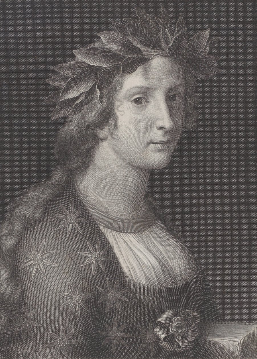 Poezja, kobieta z koroną laurową, 1827 autorstwa Raphael Morghen