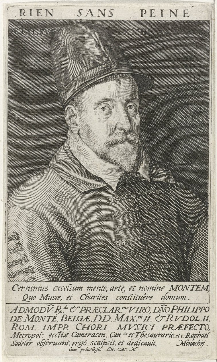Portret kompozytora Philippe de Monte 1521-1603, 1594 autorstwa Raphael Sadeler the Elder