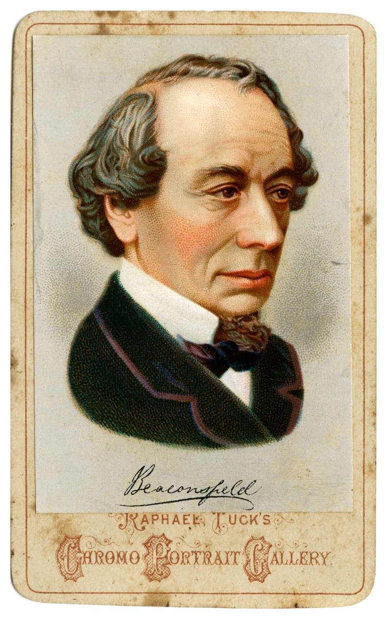Benjamin Disraeli, 1. hrabia Beaconsfield, XIX-wieczny brytyjski polityk konserwatywny. autorstwa Raphael Tuck