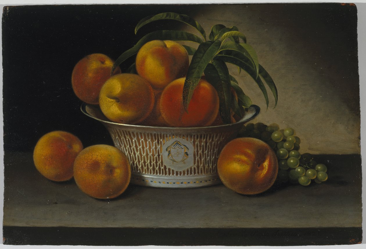 Martwa natura z brzoskwiniami, 1821 autorstwa Raphaelle Peale