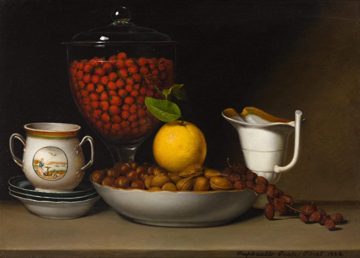 Martwa natura - truskawki, orzechy itp., 1822. autorstwa Raphaelle Peale