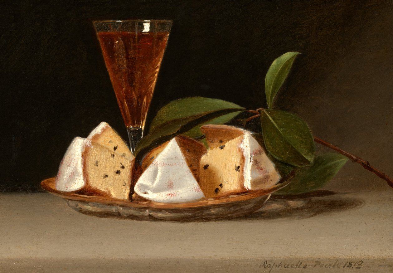 Martwa natura z ciastem rodzynkowym autorstwa Raphaelle Peale