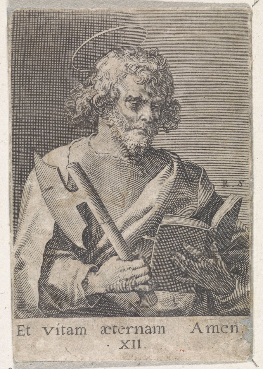 Apostoł Maciej Chrystus, Maryja i Dwunastu Apostołów (tytuł serii) autorstwa Raphaël Sadeler (I)
