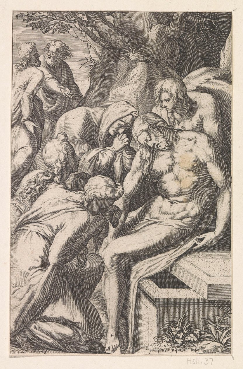 Drżenie i pogrzeb Chrystusa autorstwa Raphaël Sadeler (I)