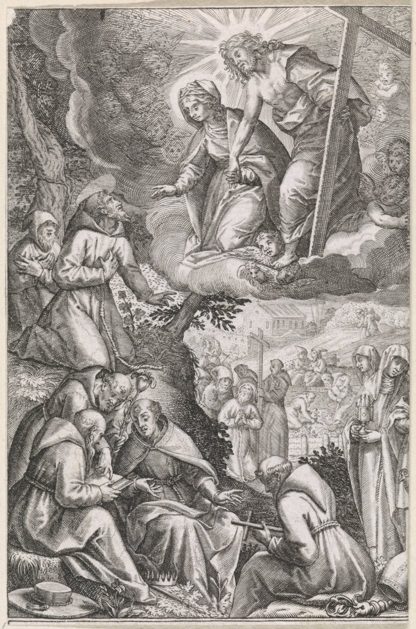 Chrystus i Dziewica Maryja ukazują się św. Franciszkowi i jego zakonowi autorstwa Raphaël Sadeler (I)