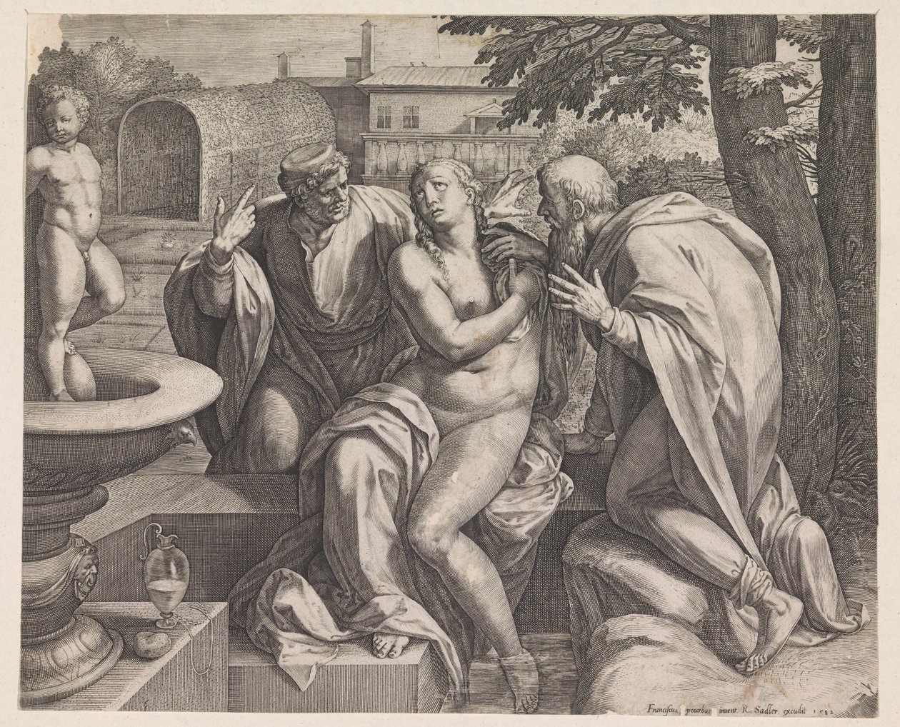 Zuzanna i Starsi autorstwa Raphaël Sadeler (I)