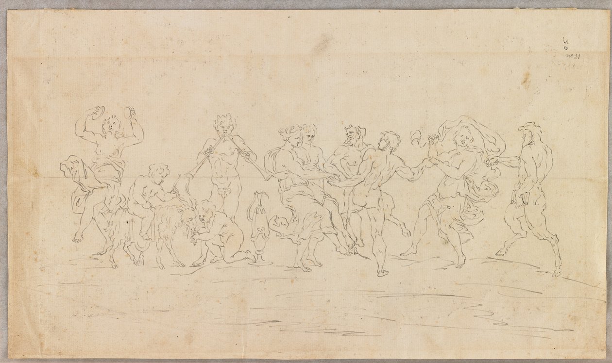 Bacchanal (recto) (pióro i czarny tusz) autorstwa Raymond Lafage