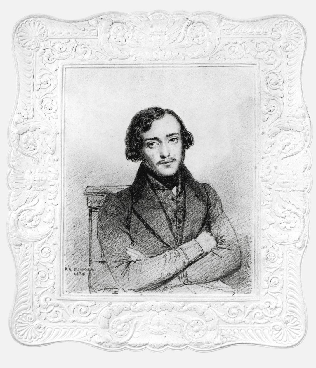 Portret Eugene Emmanuela Viollet-le-Duc (1814-79) lat 20, 1834 (węgiel i ołówek na papierze) autorstwa Raymond Quinsac Monvoisin