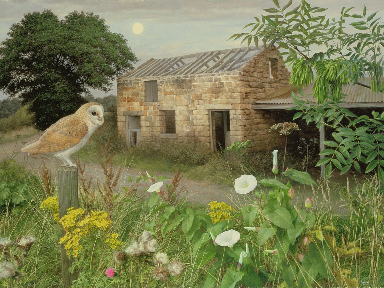 The Old Farm Buildings at Eccup, 2000 (olej na płycie) autorstwa Raymond Booth