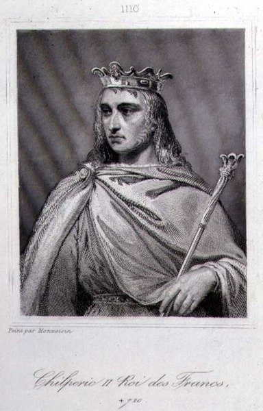 Chilperic II (ok.675-721) Król Neustrii (rycina) autorstwa Raymond Quinsac (after) Monvoisin