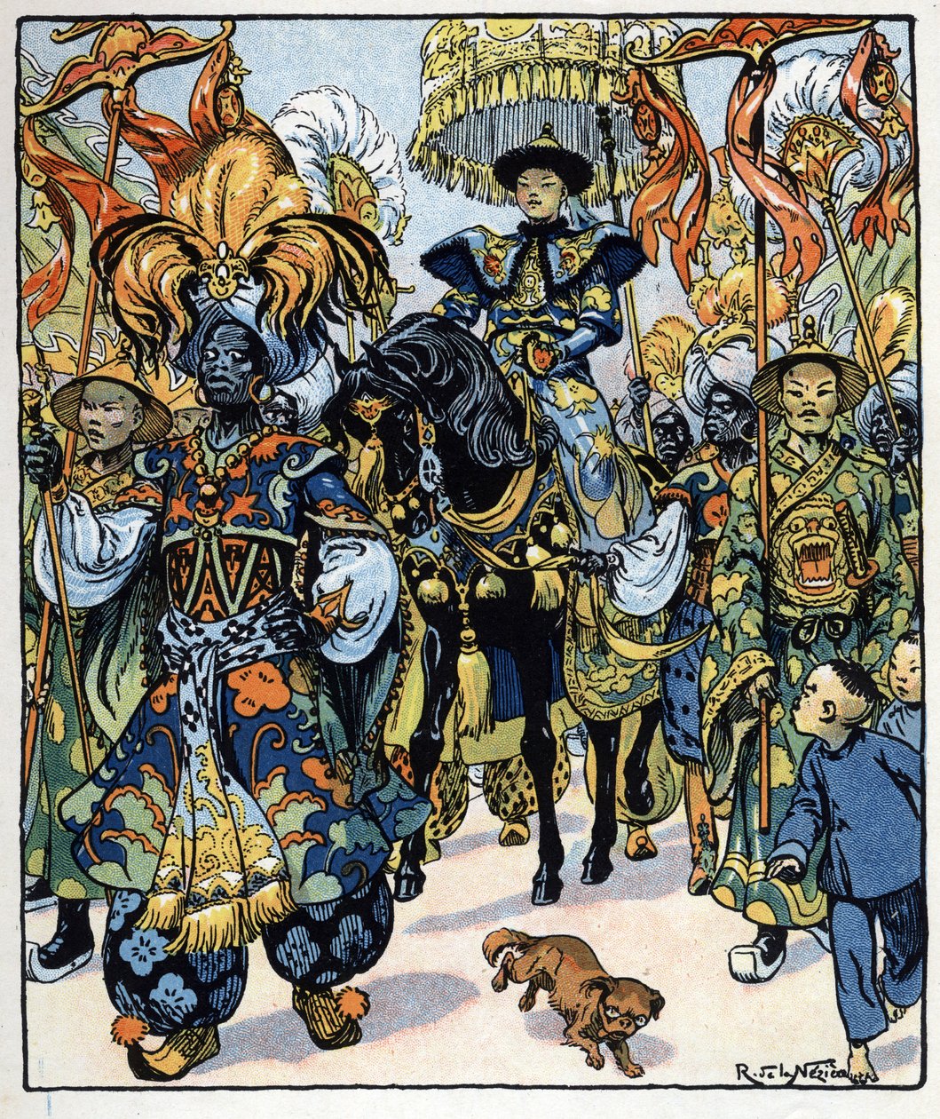 Aladyn idzie do pałacu sułtana: ilustracja do baśni "Aladyn albo cudowna lampa" z "Arabskich nocy". autorstwa Raymond de la Neziere