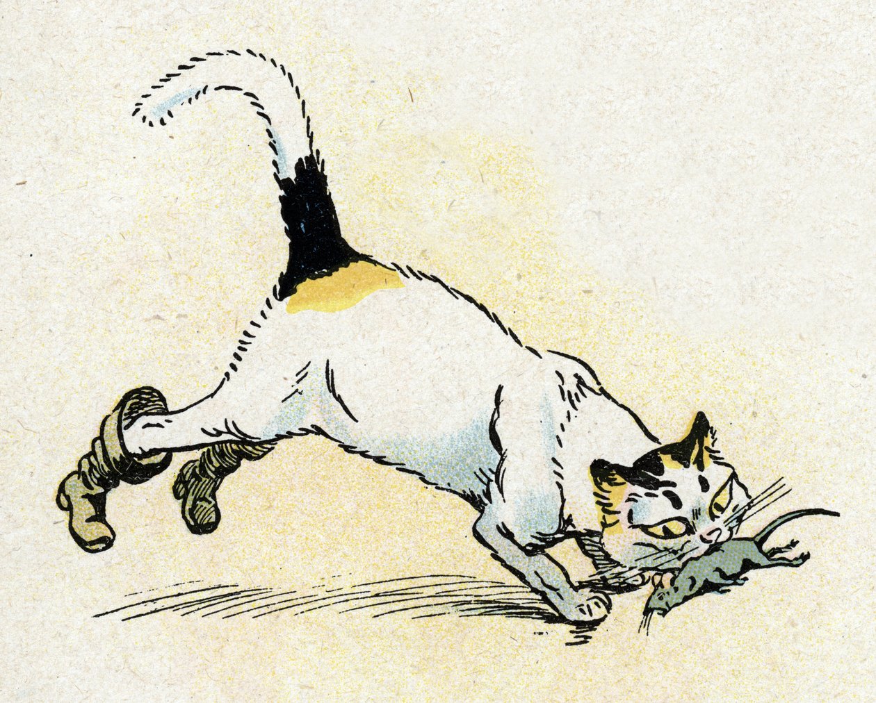 Ilustracja "Le Chat Botte" do Baśni Charlesa Perraulta (ilustracja) około 1920 r. autorstwa Raymond de la Neziere