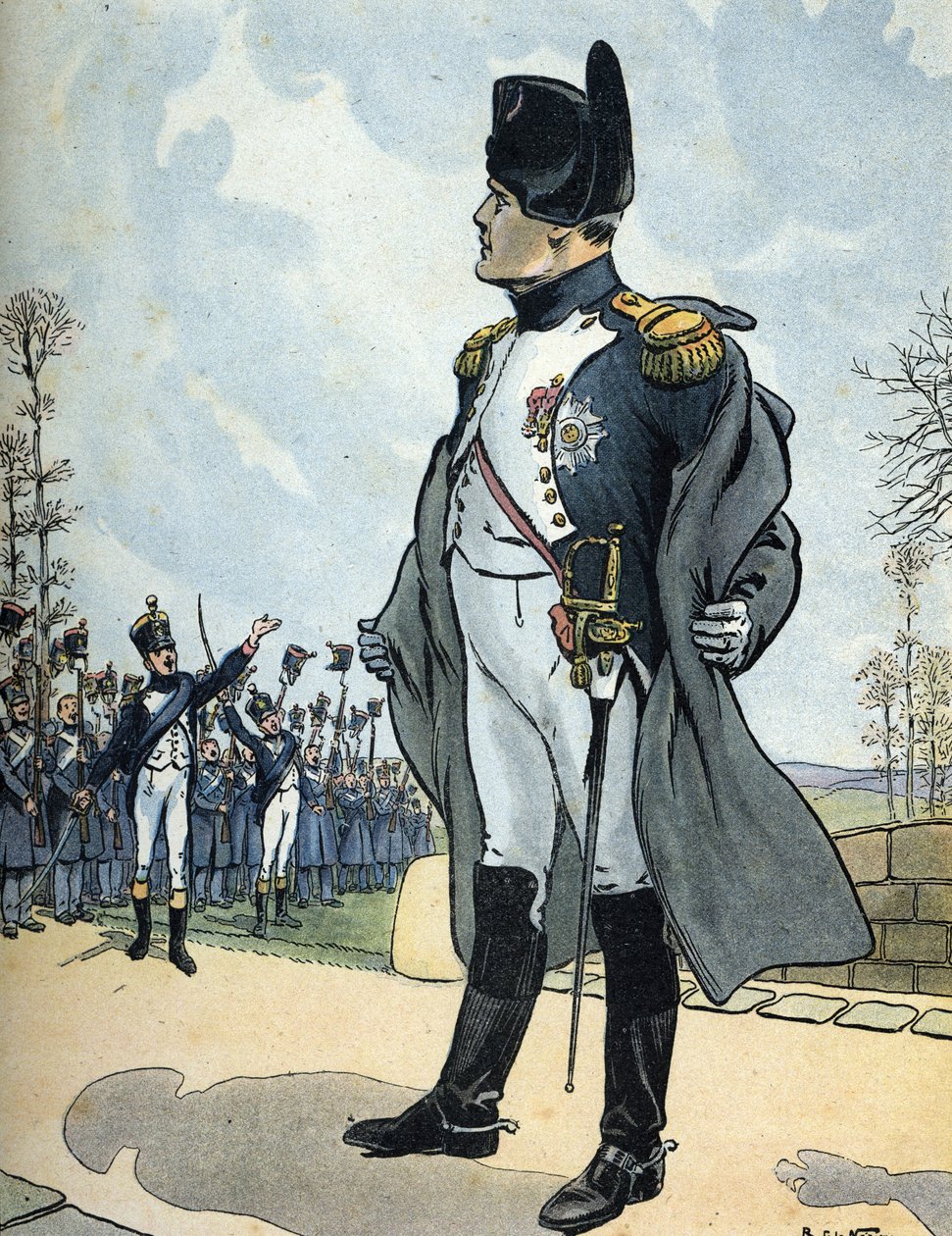 Portret cesarza Napoleona I (1769-1821) powracającego z wygnania na Elbę autorstwa Raymond de la Neziere