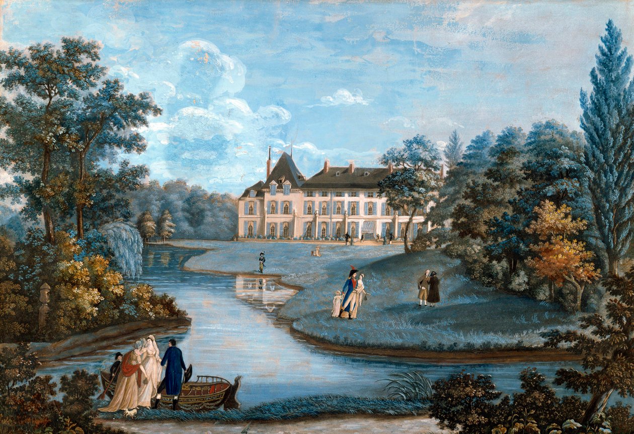 Widok na fasadę i park zamku Malmaison. Akwarela autorstwa Reginy Catherine Carrey. Początek XIX wieku. Malmaison. Musee Du Chateau - Widok na pierzeję i park zamku Malmaison. Akwarela autorstwa Reginy Catherine Carey. Wczesny autorstwa Regina Catherine Carey