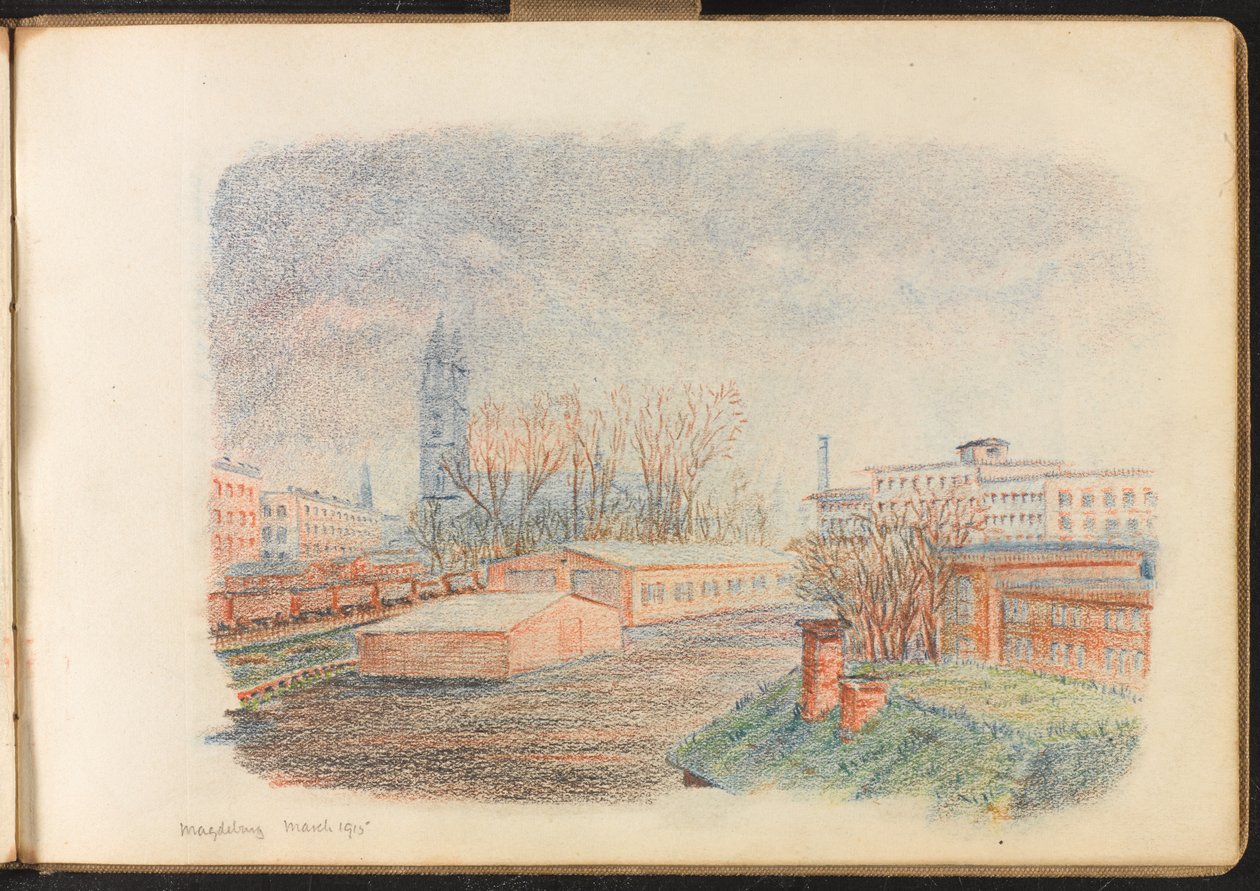 Obóz magdeburski, marzec 1915 (rysunek) autorstwa Reginald Copleston Bond
