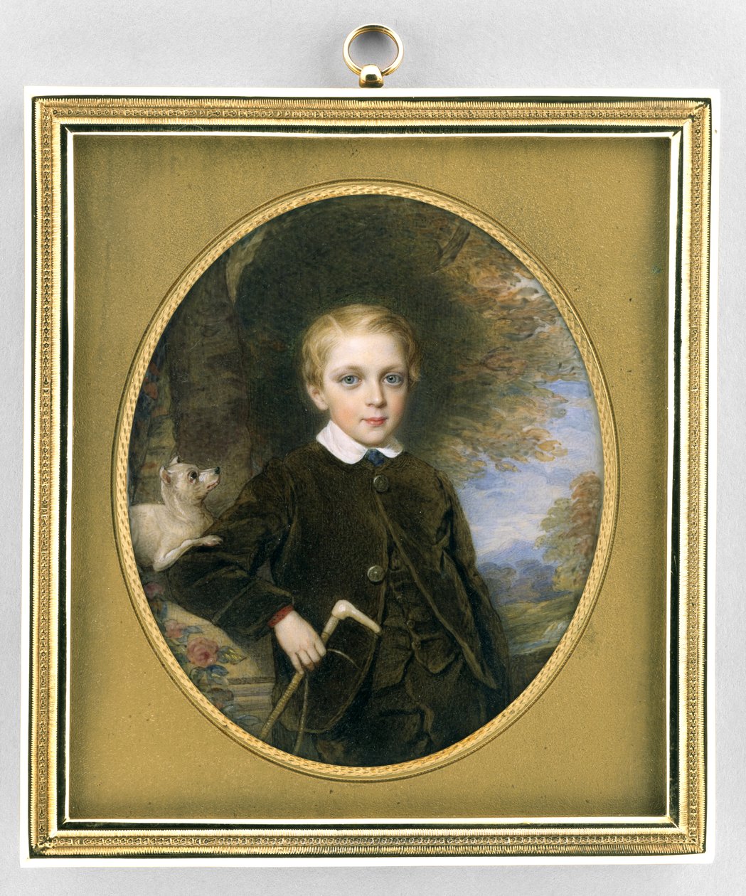 Portret chłopca, ok. 1865-80 (akwarela na kości słoniowej, złoceniach i szkle) autorstwa Reginald Easton