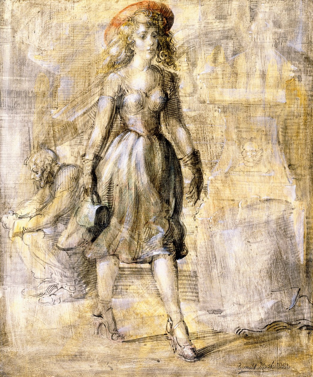 Dziewczyna idąca ulicą miasta autorstwa Reginald Marsh