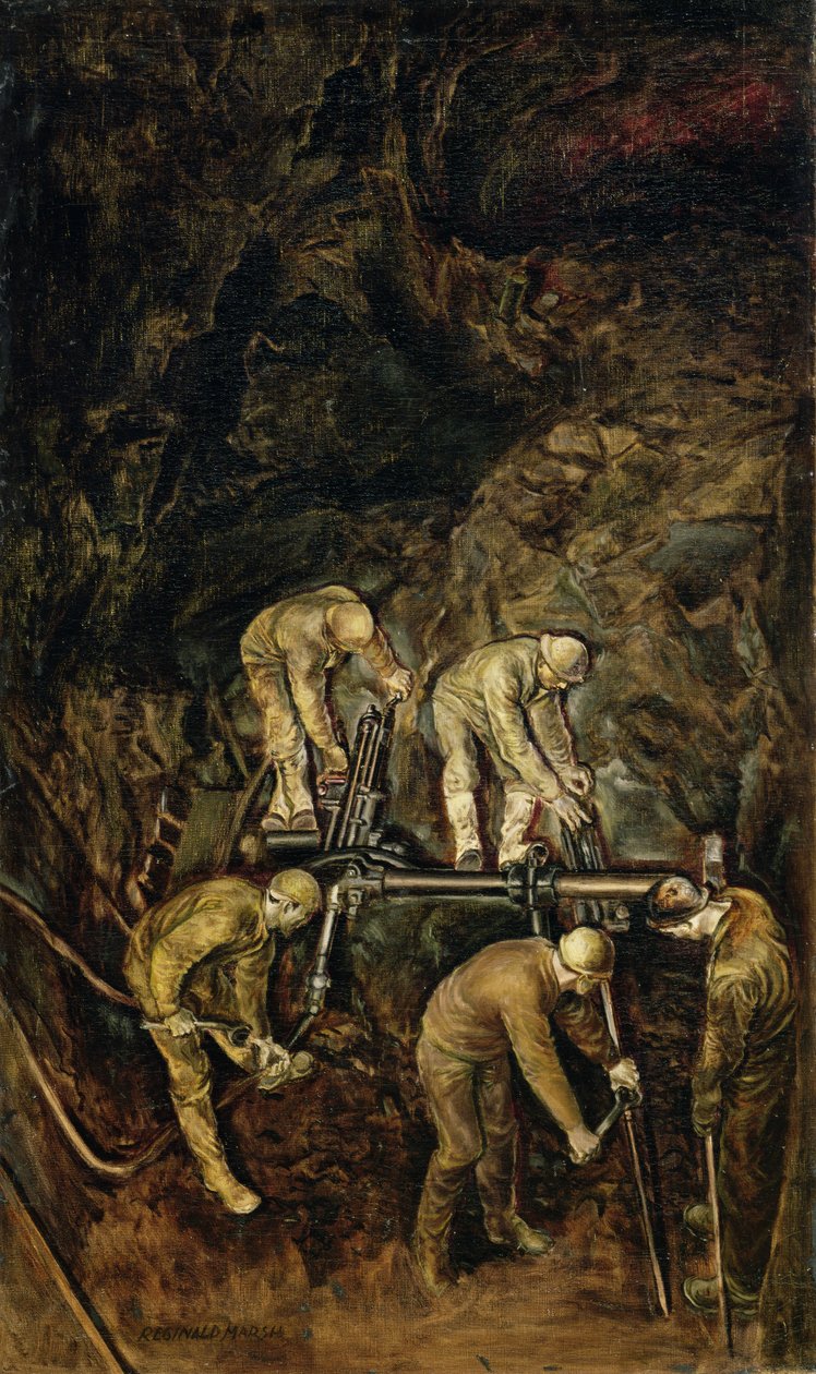 Sand Hogs, ok. 1938 (olej na płótnie) autorstwa Reginald Marsh